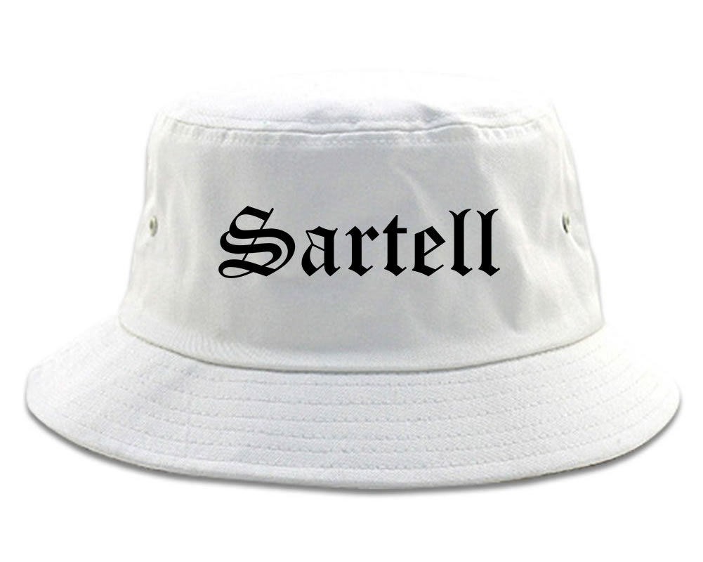 Sartell Minnesota MN Old English Mens Bucket Hat White