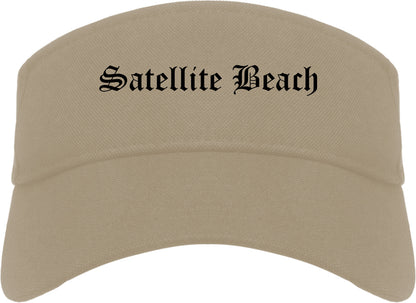 Satellite Beach Florida FL Old English Mens Visor Cap Hat Khaki
