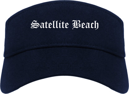 Satellite Beach Florida FL Old English Mens Visor Cap Hat Navy Blue