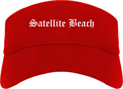 Satellite Beach Florida FL Old English Mens Visor Cap Hat Red