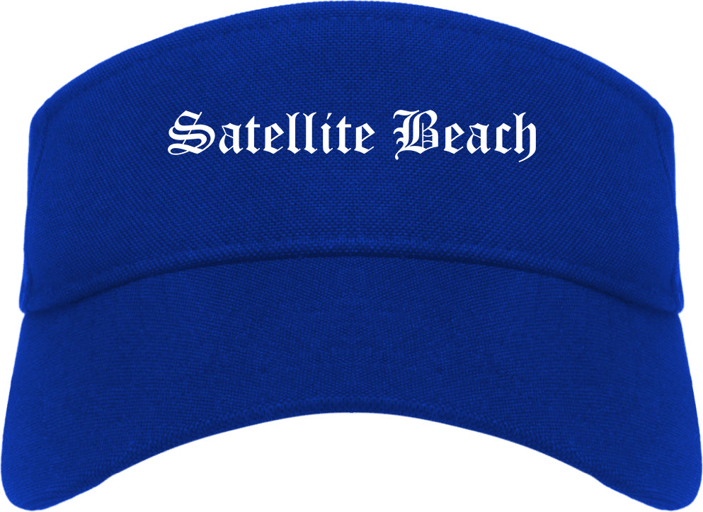 Satellite Beach Florida FL Old English Mens Visor Cap Hat Royal Blue