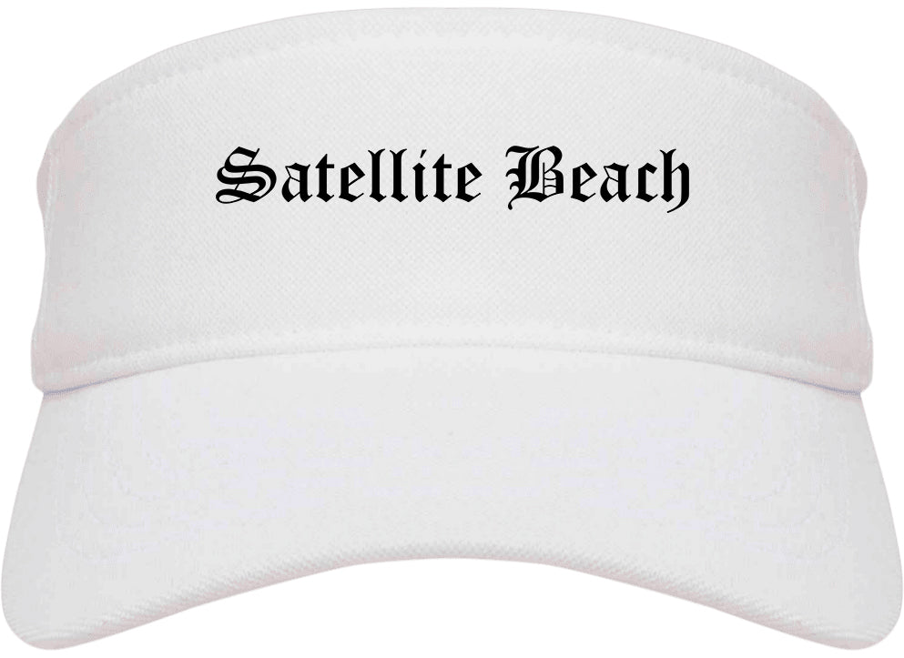 Satellite Beach Florida FL Old English Mens Visor Cap Hat White