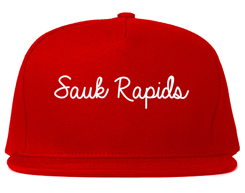 Sauk Rapids Minnesota MN Script Mens Snapback Hat Red