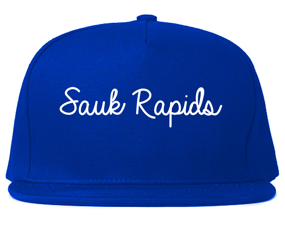 Sauk Rapids Minnesota MN Script Mens Snapback Hat Royal Blue