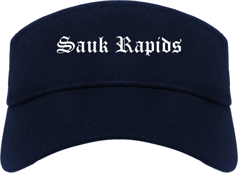 Sauk Rapids Minnesota MN Old English Mens Visor Cap Hat Navy Blue
