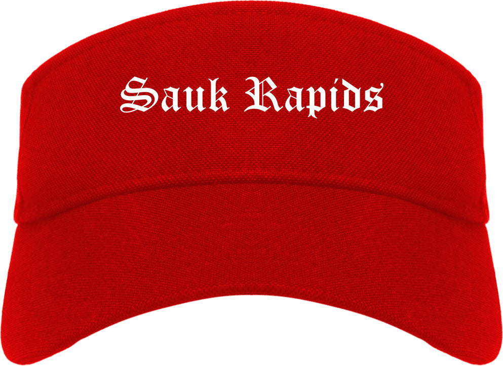 Sauk Rapids Minnesota MN Old English Mens Visor Cap Hat Red