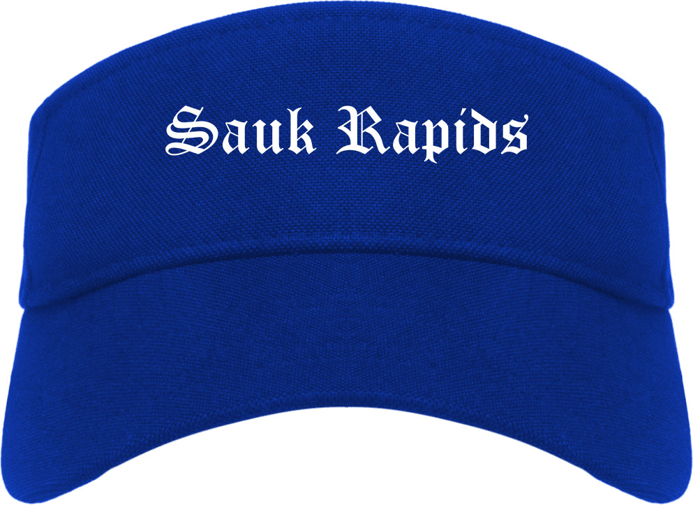 Sauk Rapids Minnesota MN Old English Mens Visor Cap Hat Royal Blue