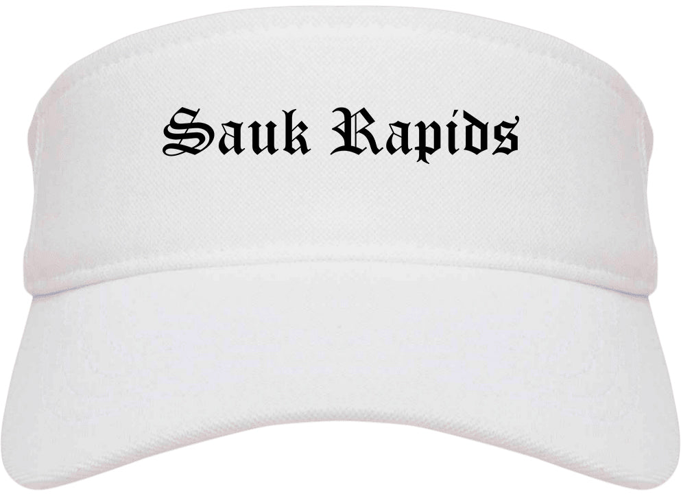 Sauk Rapids Minnesota MN Old English Mens Visor Cap Hat White