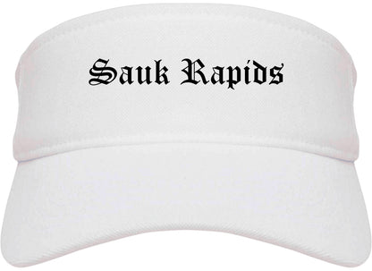 Sauk Rapids Minnesota MN Old English Mens Visor Cap Hat White