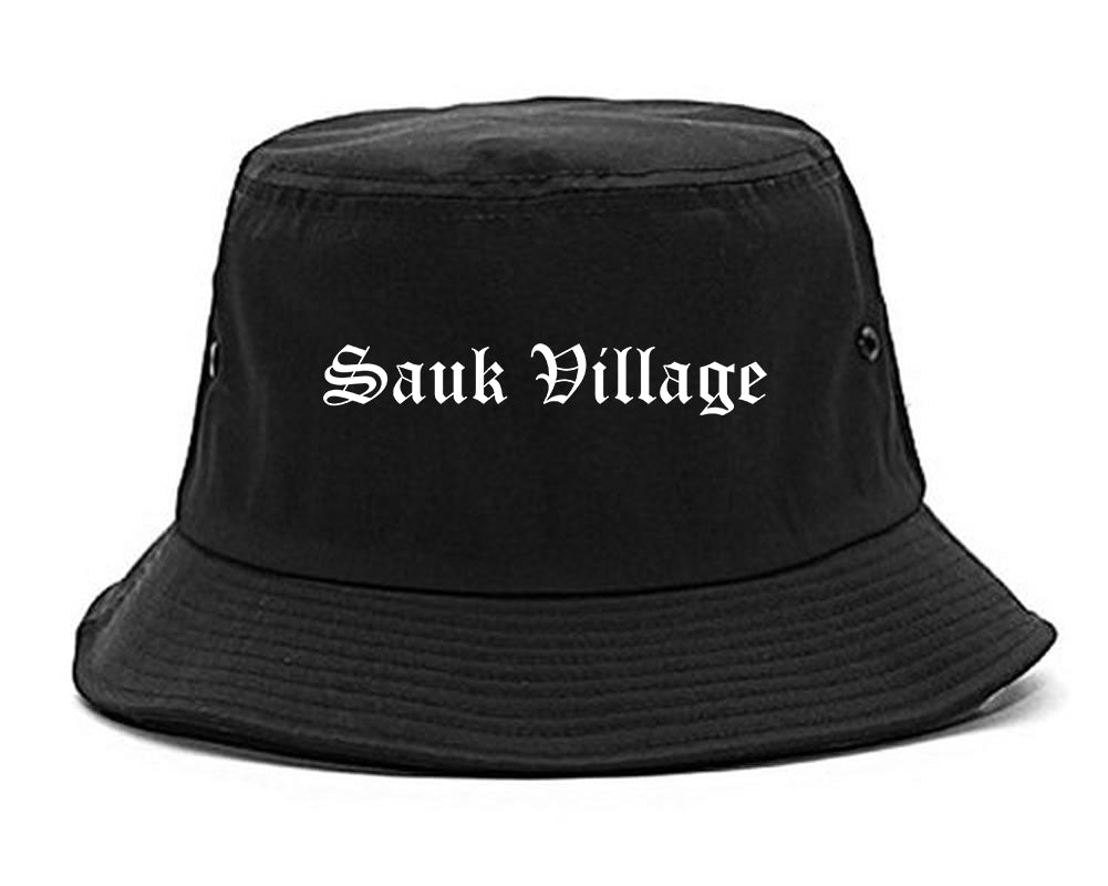 Sauk Village Illinois IL Old English Mens Bucket Hat Black