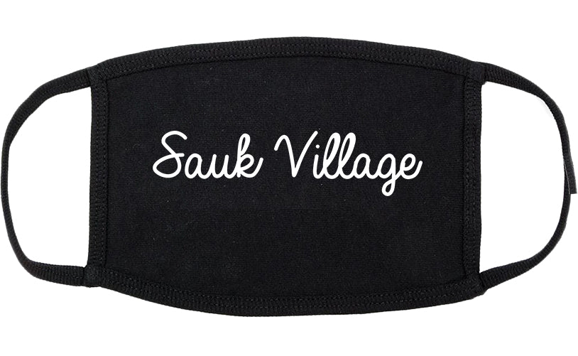 Sauk Village Illinois IL Script Cotton Face Mask Black