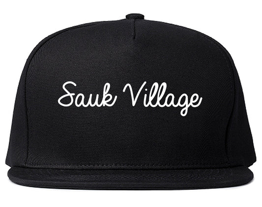 Sauk Village Illinois IL Script Mens Snapback Hat Black