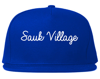 Sauk Village Illinois IL Script Mens Snapback Hat Royal Blue