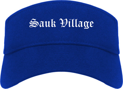 Sauk Village Illinois IL Old English Mens Visor Cap Hat Royal Blue