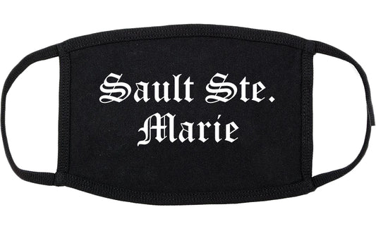 Sault Ste. Marie Michigan MI Old English Cotton Face Mask Black