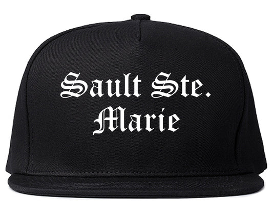 Sault Ste. Marie Michigan MI Old English Mens Snapback Hat Black
