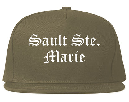Sault Ste. Marie Michigan MI Old English Mens Snapback Hat Grey