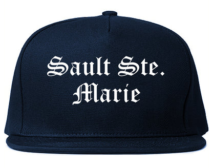 Sault Ste. Marie Michigan MI Old English Mens Snapback Hat Navy Blue
