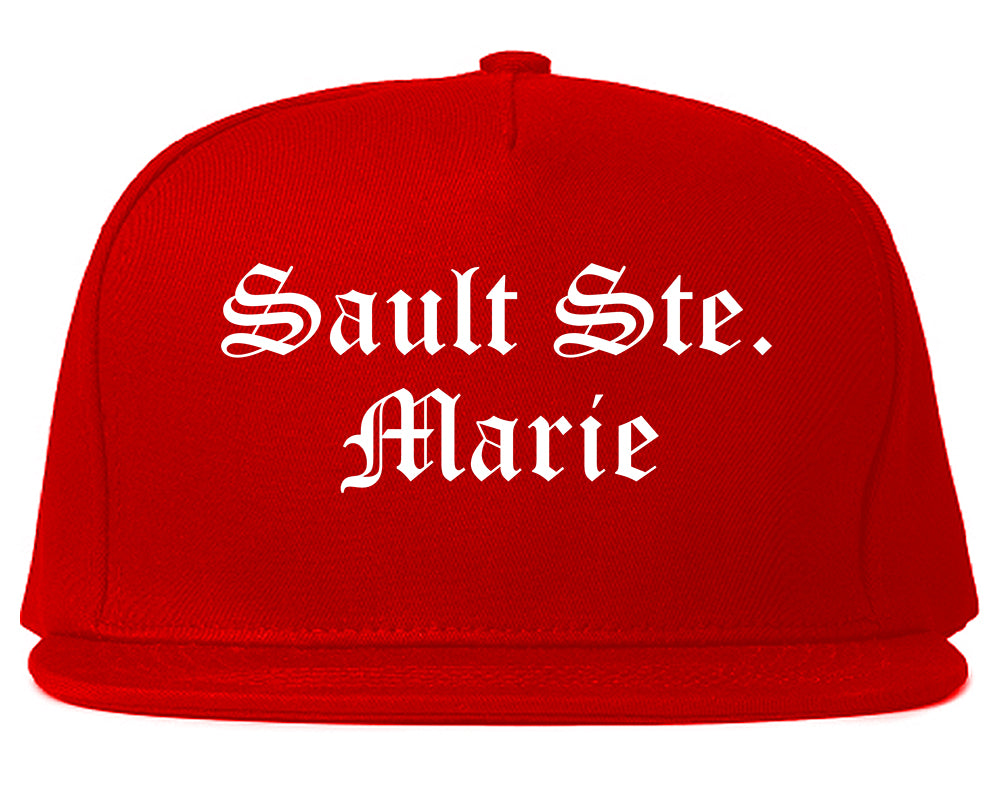 Sault Ste. Marie Michigan MI Old English Mens Snapback Hat Red