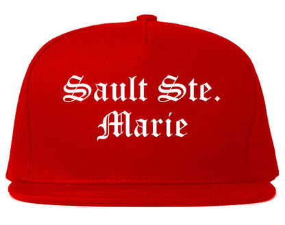 Sault Ste. Marie Michigan MI Old English Mens Snapback Hat Red