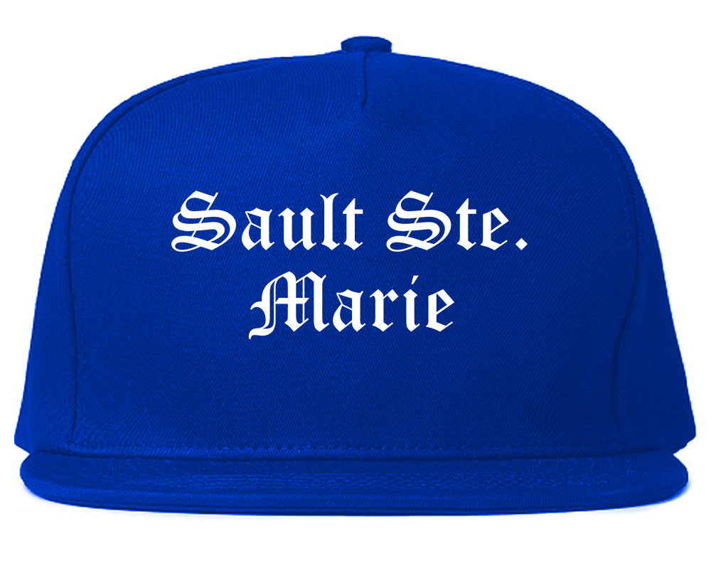 Sault Ste. Marie Michigan MI Old English Mens Snapback Hat Royal Blue