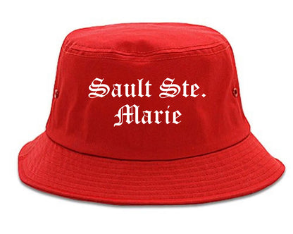 Sault Ste. Marie Michigan MI Old English Mens Bucket Hat Red
