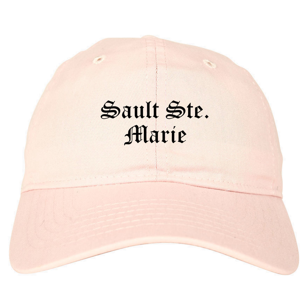 Sault Ste. Marie Michigan MI Old English Mens Dad Hat Baseball Cap Pink