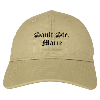 Sault Ste. Marie Michigan MI Old English Mens Dad Hat Baseball Cap Tan