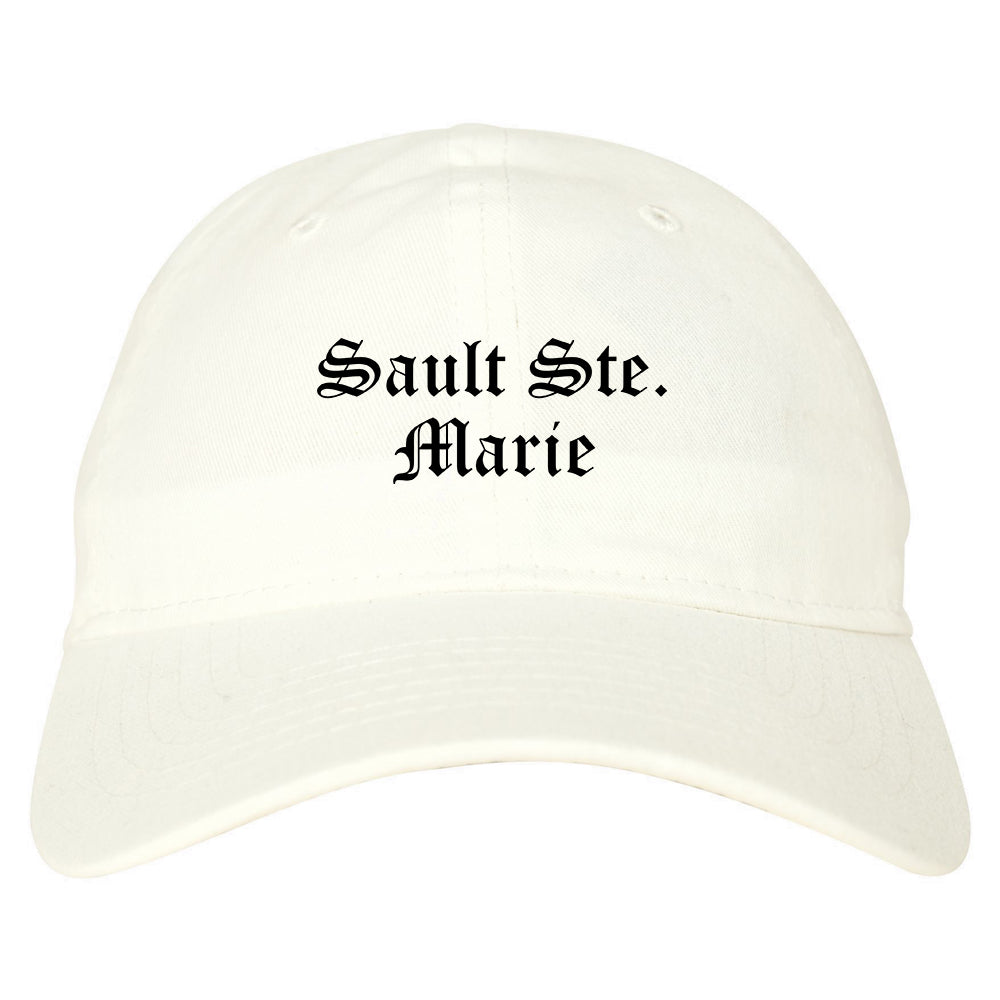 Sault Ste. Marie Michigan MI Old English Mens Dad Hat Baseball Cap White