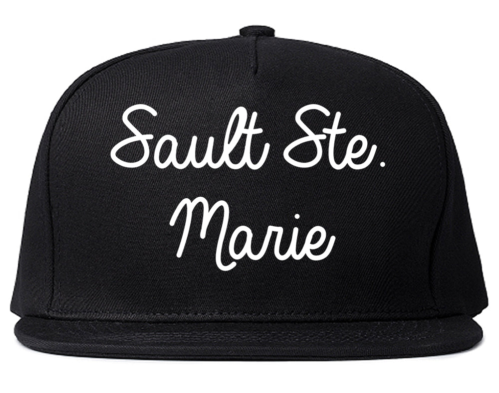 Sault Ste. Marie Michigan MI Script Mens Snapback Hat Black