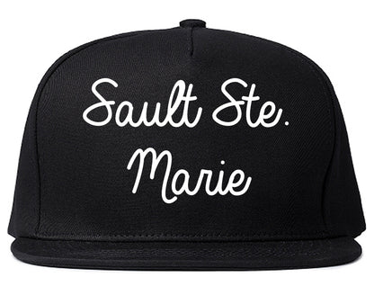 Sault Ste. Marie Michigan MI Script Mens Snapback Hat Black