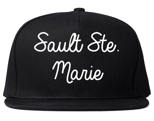 Sault Ste. Marie Michigan MI Script Mens Snapback Hat Black