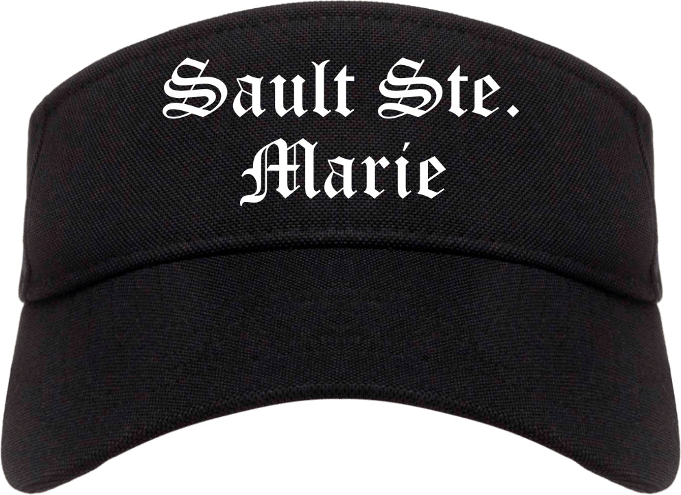 Sault Ste. Marie Michigan MI Old English Mens Visor Cap Hat Black