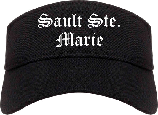 Sault Ste. Marie Michigan MI Old English Mens Visor Cap Hat Black