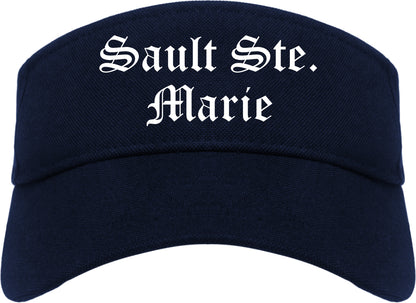 Sault Ste. Marie Michigan MI Old English Mens Visor Cap Hat Navy Blue