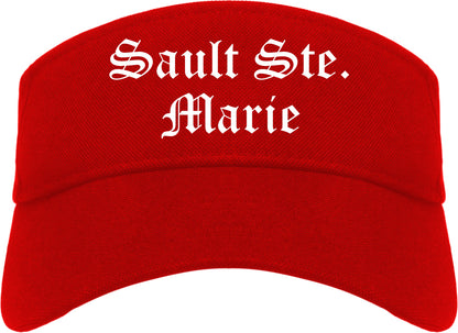 Sault Ste. Marie Michigan MI Old English Mens Visor Cap Hat Red