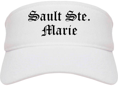 Sault Ste. Marie Michigan MI Old English Mens Visor Cap Hat White