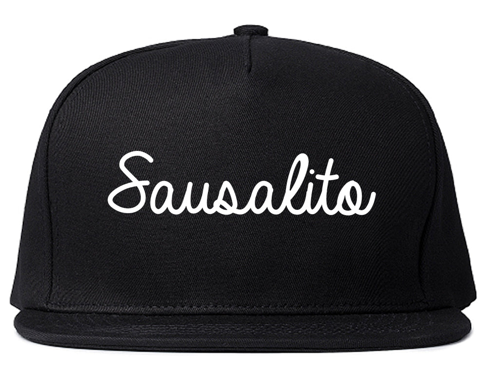 Sausalito California CA Script Mens Snapback Hat Black