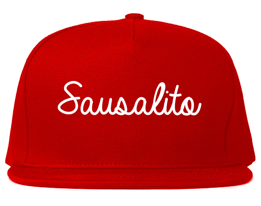 Sausalito California CA Script Mens Snapback Hat Red