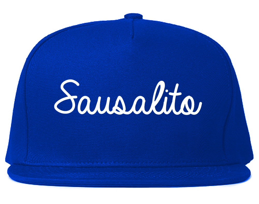 Sausalito California CA Script Mens Snapback Hat Royal Blue