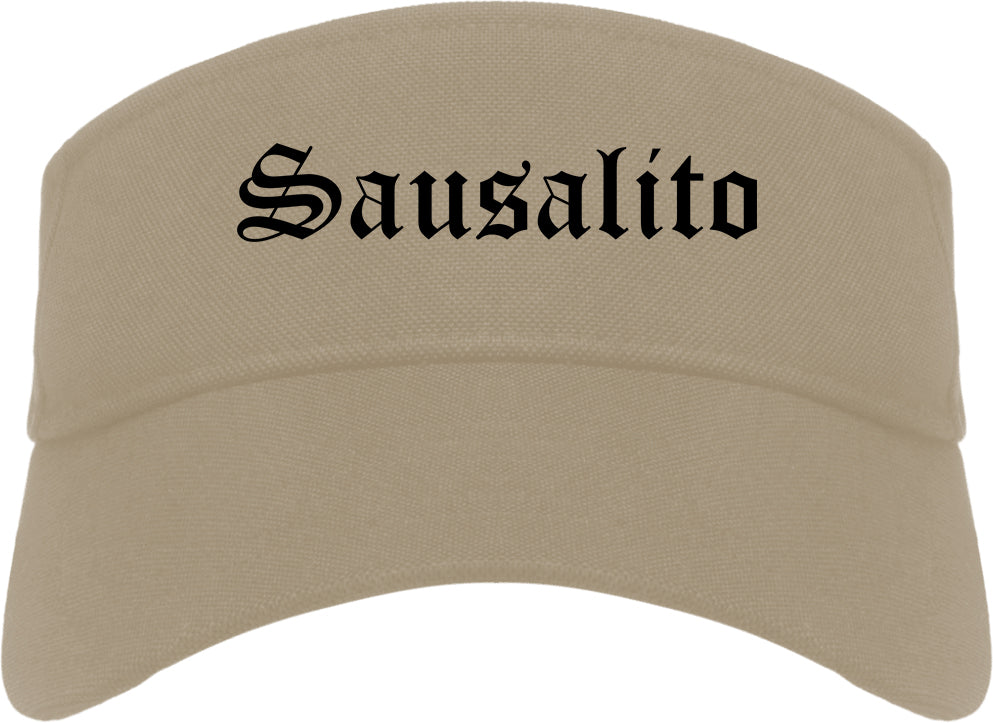 Sausalito California CA Old English Mens Visor Cap Hat Khaki