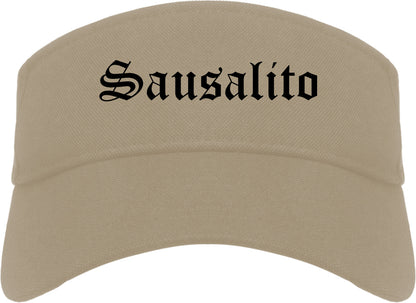 Sausalito California CA Old English Mens Visor Cap Hat Khaki