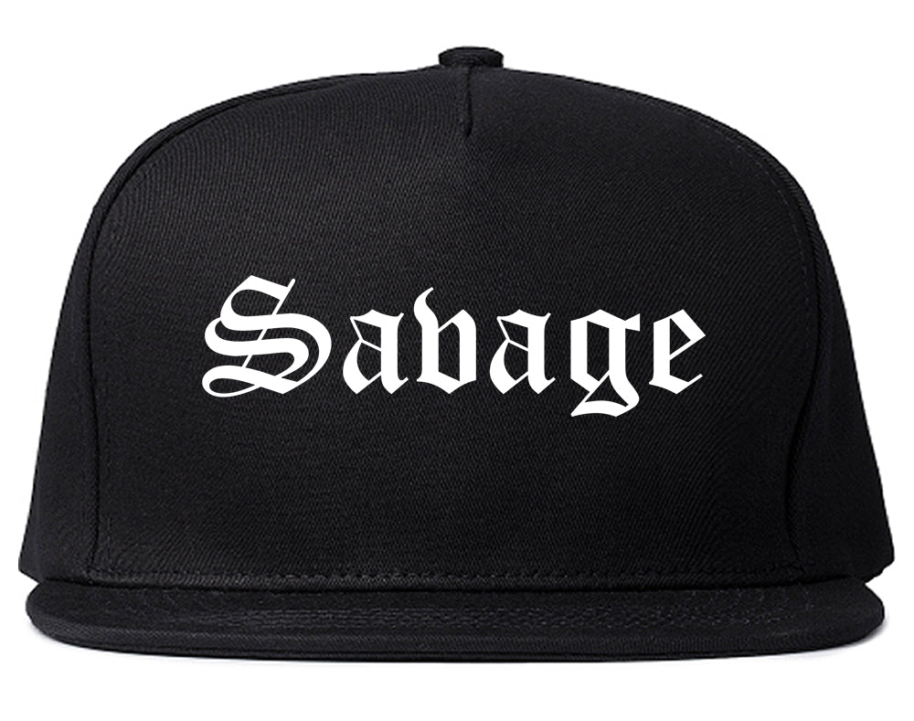 Savage Minnesota MN Old English Mens Snapback Hat Black