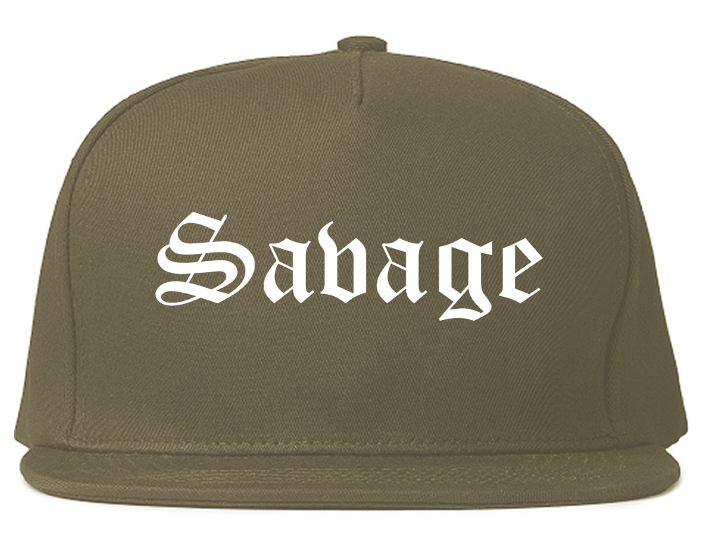Savage Minnesota MN Old English Mens Snapback Hat Grey