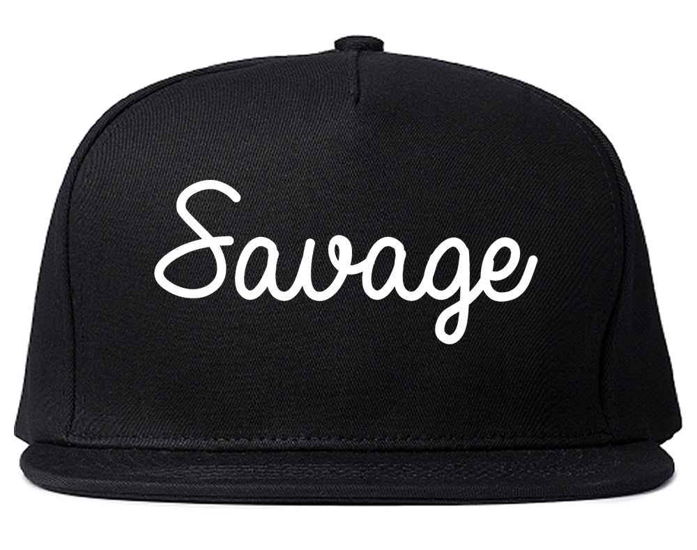 Savage Minnesota MN Script Mens Snapback Hat Black