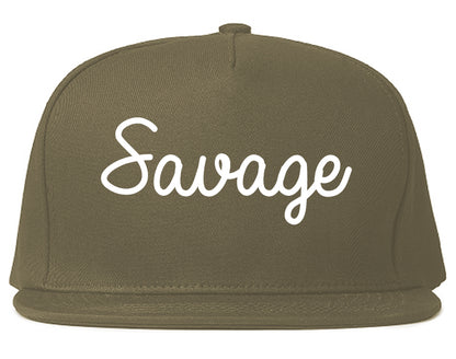 Savage Minnesota MN Script Mens Snapback Hat Grey