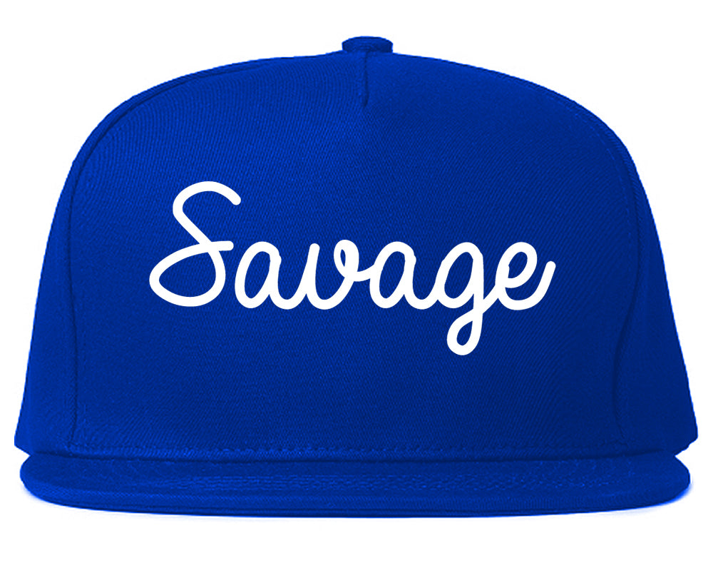 Savage Minnesota MN Script Mens Snapback Hat Royal Blue