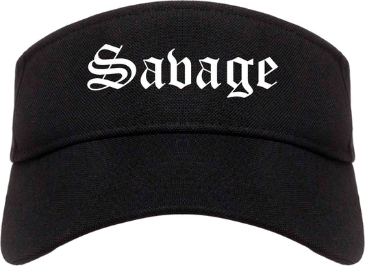 Savage Minnesota MN Old English Mens Visor Cap Hat Black