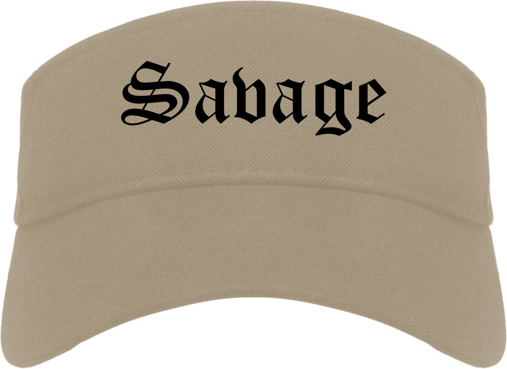 Savage Minnesota MN Old English Mens Visor Cap Hat Khaki