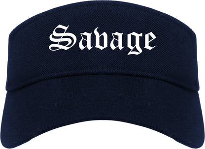 Savage Minnesota MN Old English Mens Visor Cap Hat Navy Blue